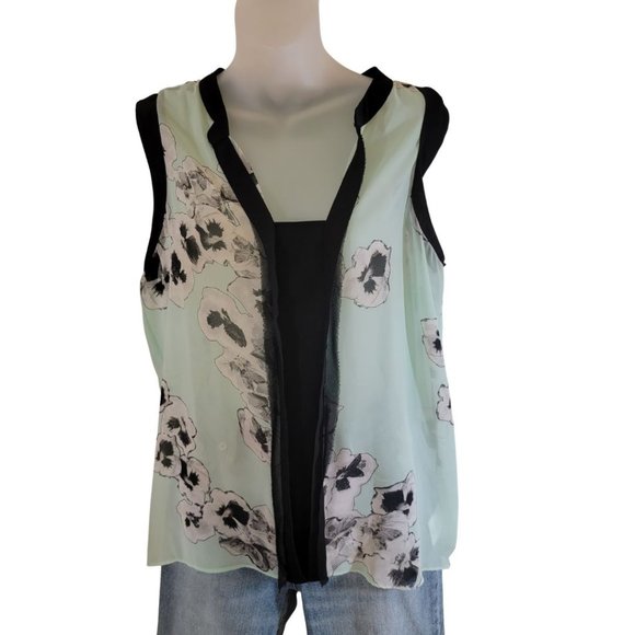 Ellen Tracy Sleeveless Floral print Dressy Blouse L - Picture 2 of 10
